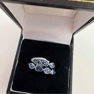 Bomb Party Swirling Shimmer Ring RBP8378 Aqua Blue Spinel Hematite Plating